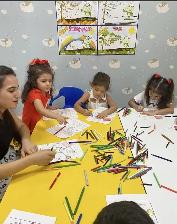 Bilge Anne — sanat atölyesi, çocuklar boyama yapıyor